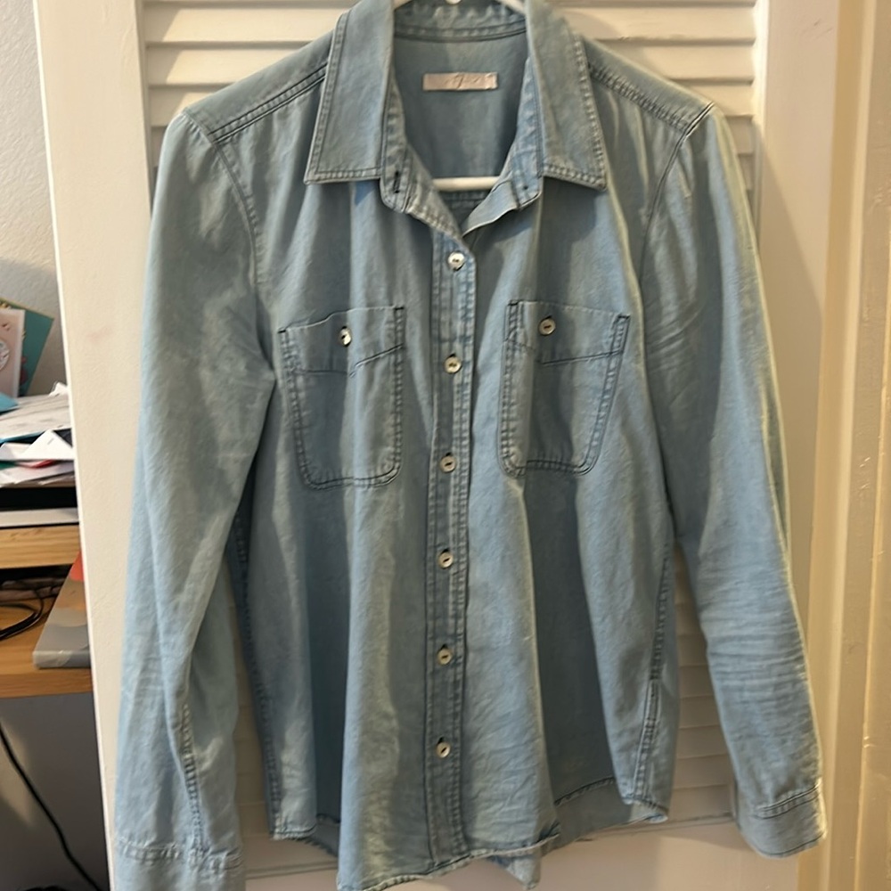 7 for all mankind denim cotton button down shirt